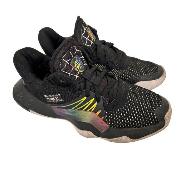 Adidas D.O.N. Issue 1 Spiderman Black Sneakers Sz 5 Youth - Picture 1 of 9